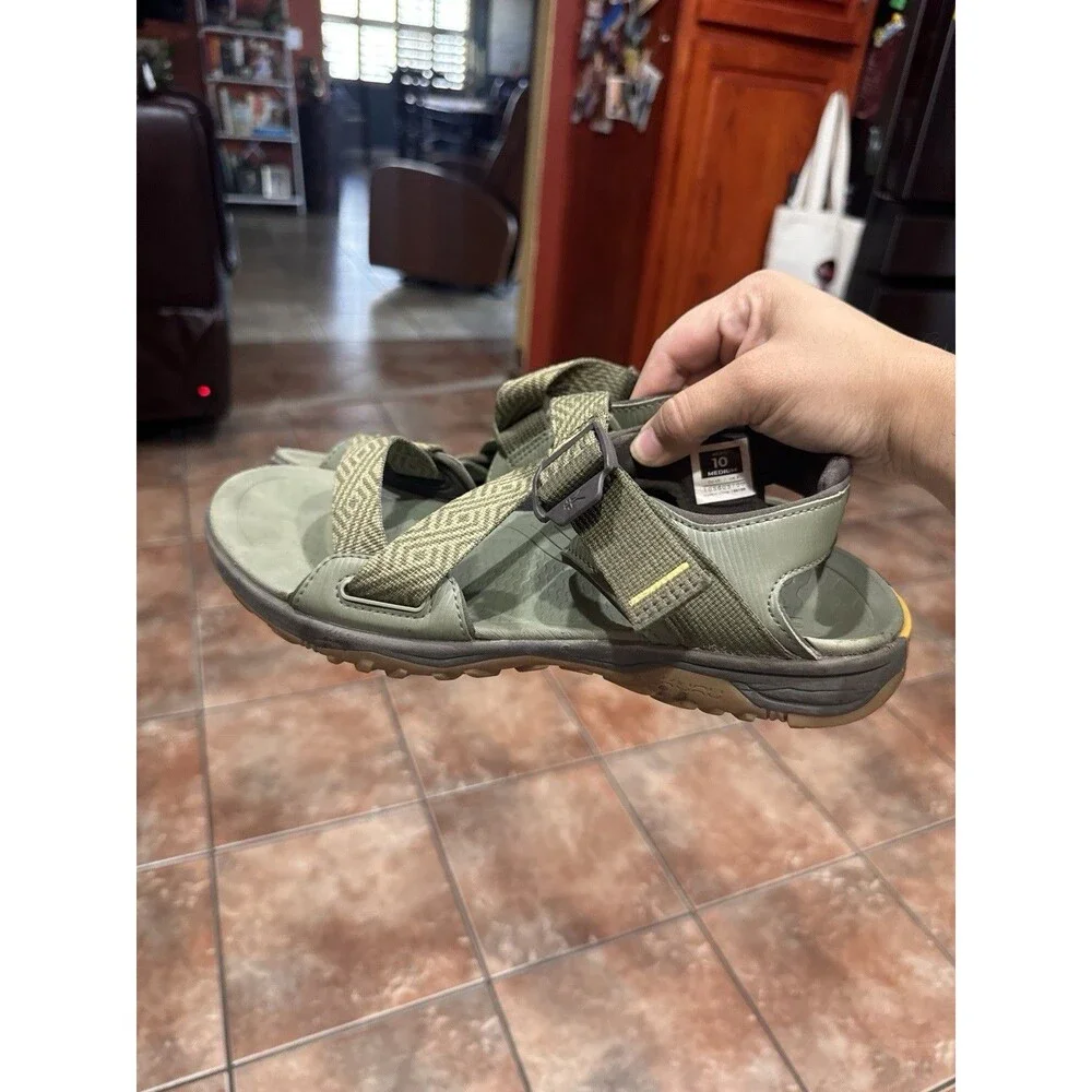 KURU CURRENT Waterproof Hiking Sandals Men Size 10 M olive green golden yellow